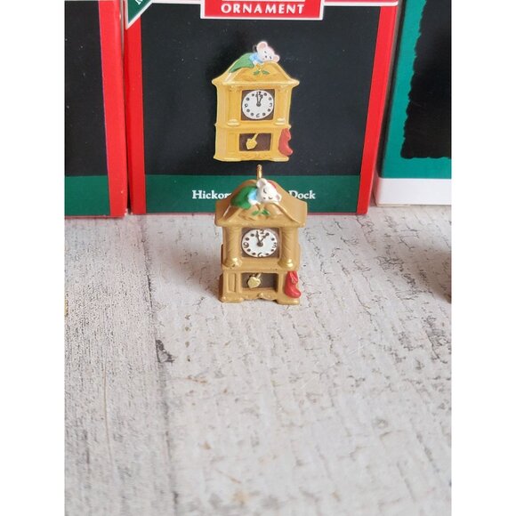Hallmark miniature clock mouse kitty variety xmas ornament set mice - Picture 3 of 5